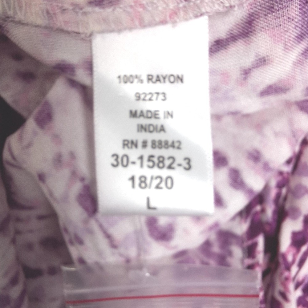 Woman Within Blouse Womens 18/20 Large Purple White Abstract Ikat Tunic Top NWT - Picture 7 of 9